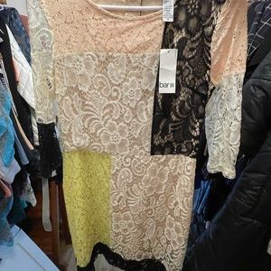 Lace mid knee length fitted dress new with tags